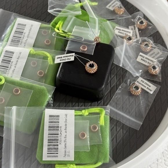 Stainless Steel Spacer Charms Crystal Beads Rose Gold - Picture 11 of 16